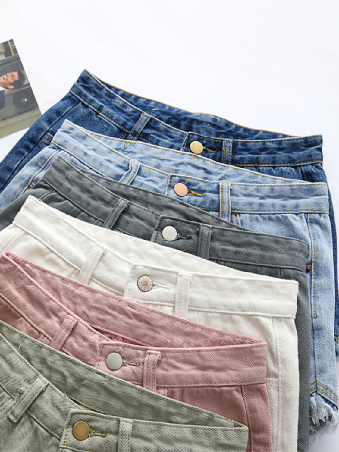 شورت جينز نسائي بخصر مرتفع بتص - مراجعة Shorts Denim Frayed وسعره