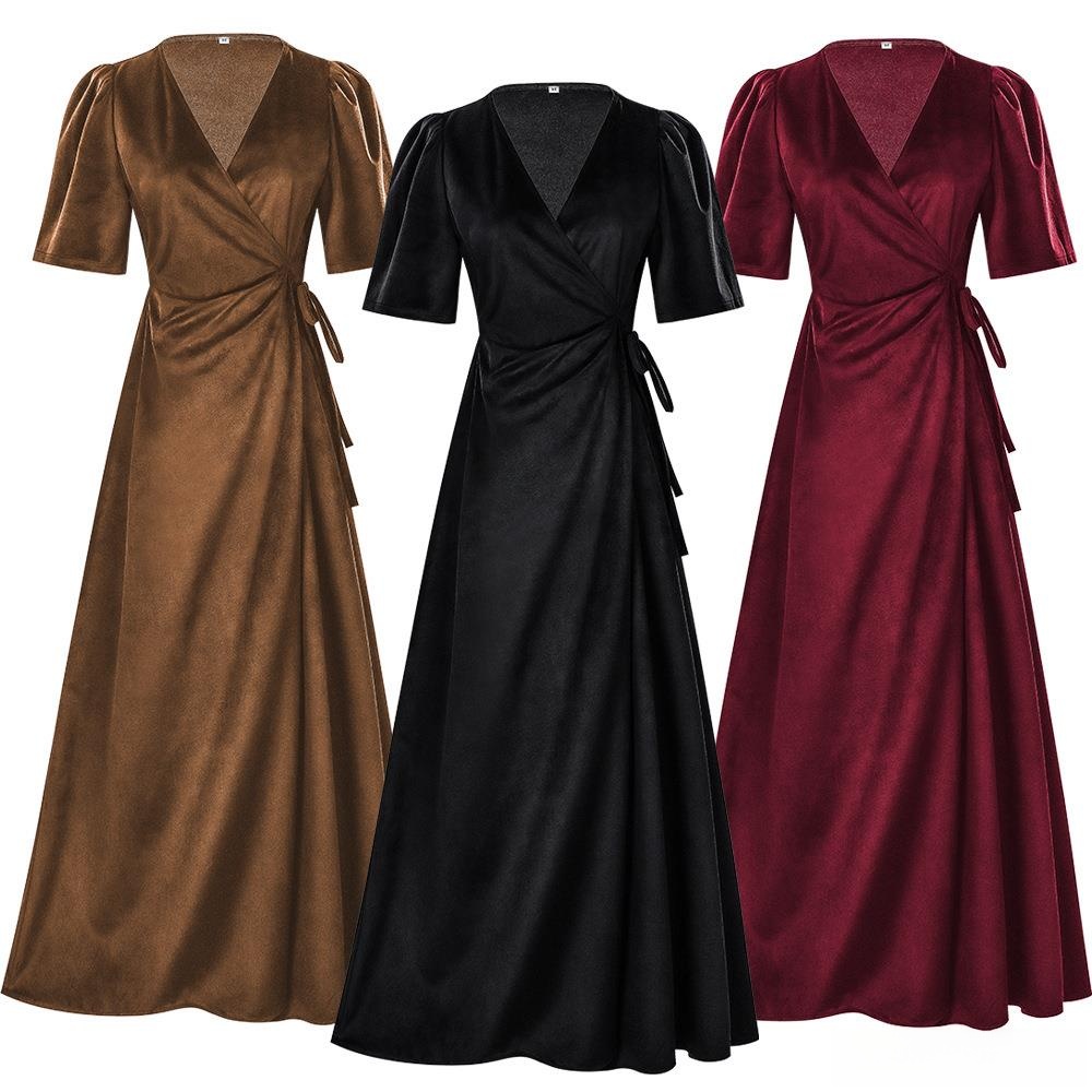 فستان نسائي طويل بياقة V ملفوف - مراجعة Linen Dress Wrap وسعره