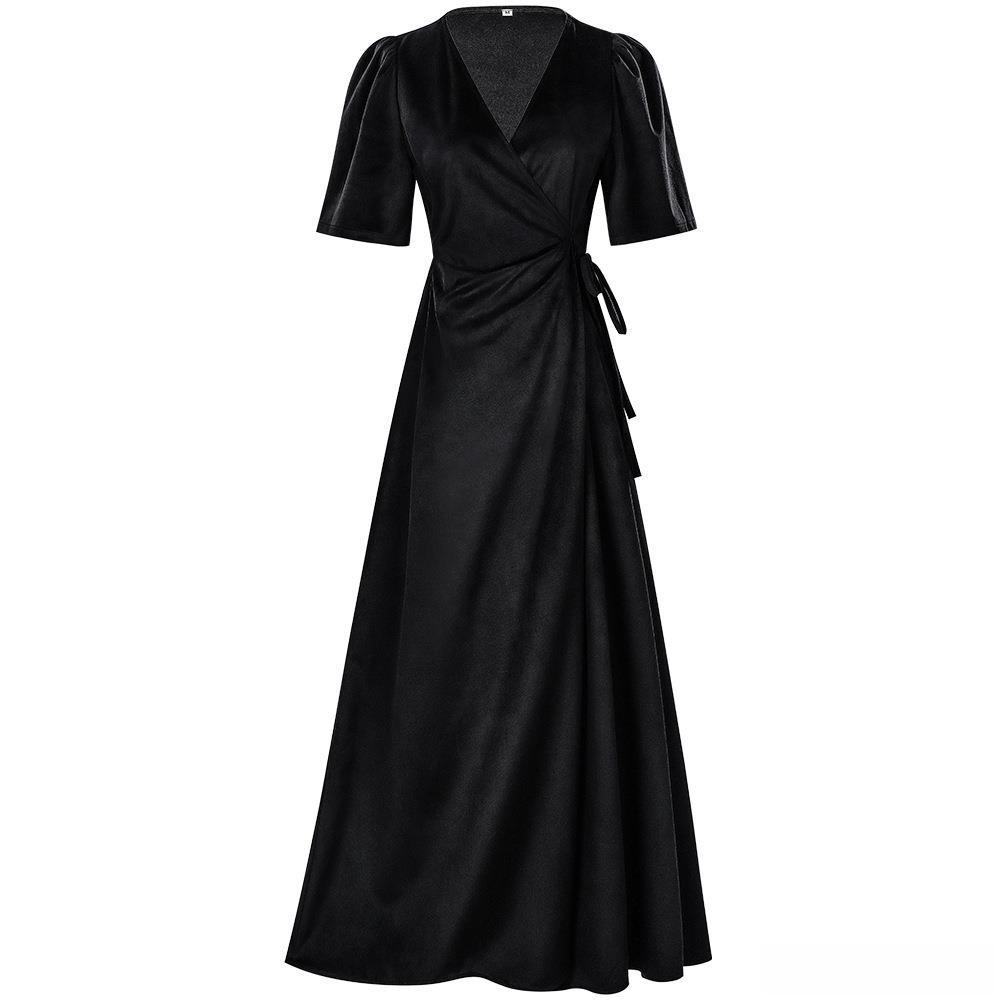 فستان نسائي طويل بياقة V ملفوف - مراجعة Linen Dress Wrap وسعره