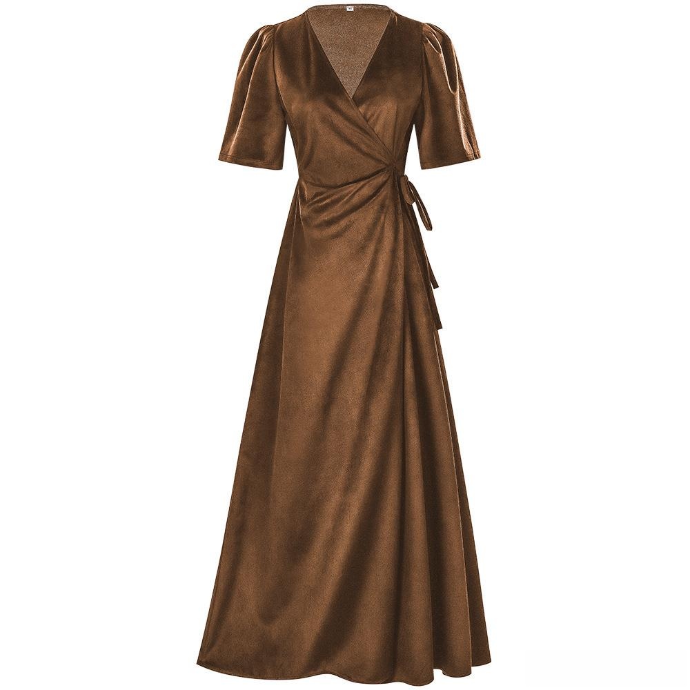 فستان نسائي طويل بياقة V ملفوف - مراجعة Linen Dress Wrap وسعره