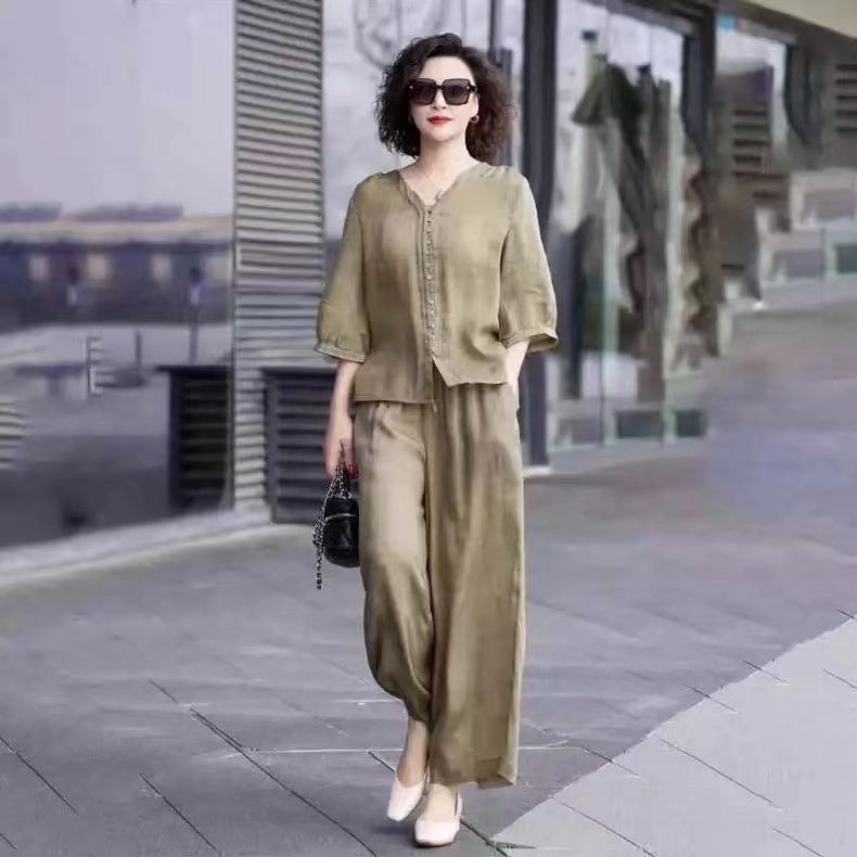 طقم من قطعتين من القطن والكتان - مراجعة Linen Pant Wide وسعره
