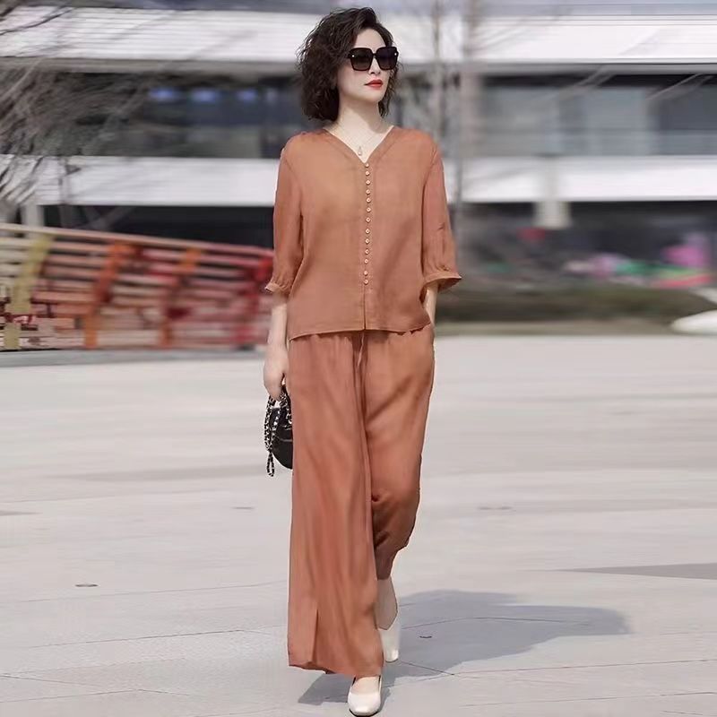 طقم من قطعتين من القطن والكتان - مراجعة Linen Pant Wide وسعره