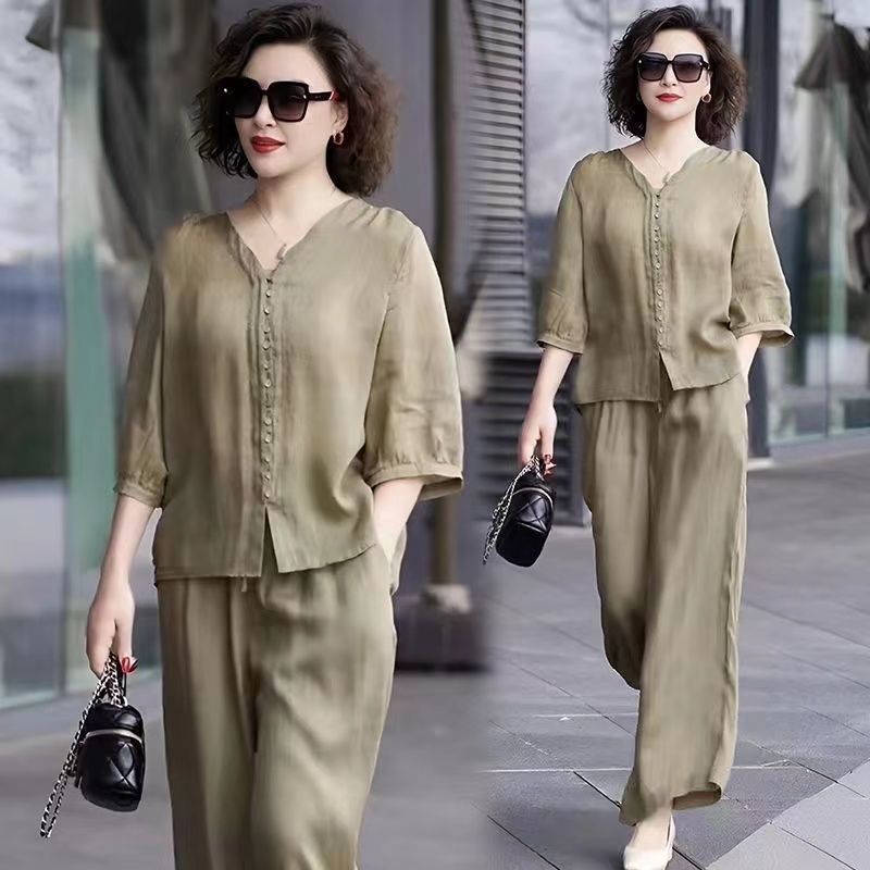 طقم من قطعتين من القطن والكتان - مراجعة Linen Pant Wide وسعره