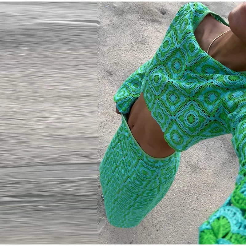 EINY بدلة تنورة مجوفة محبوكة م - مراجعة Crop Top Crochet وسعره