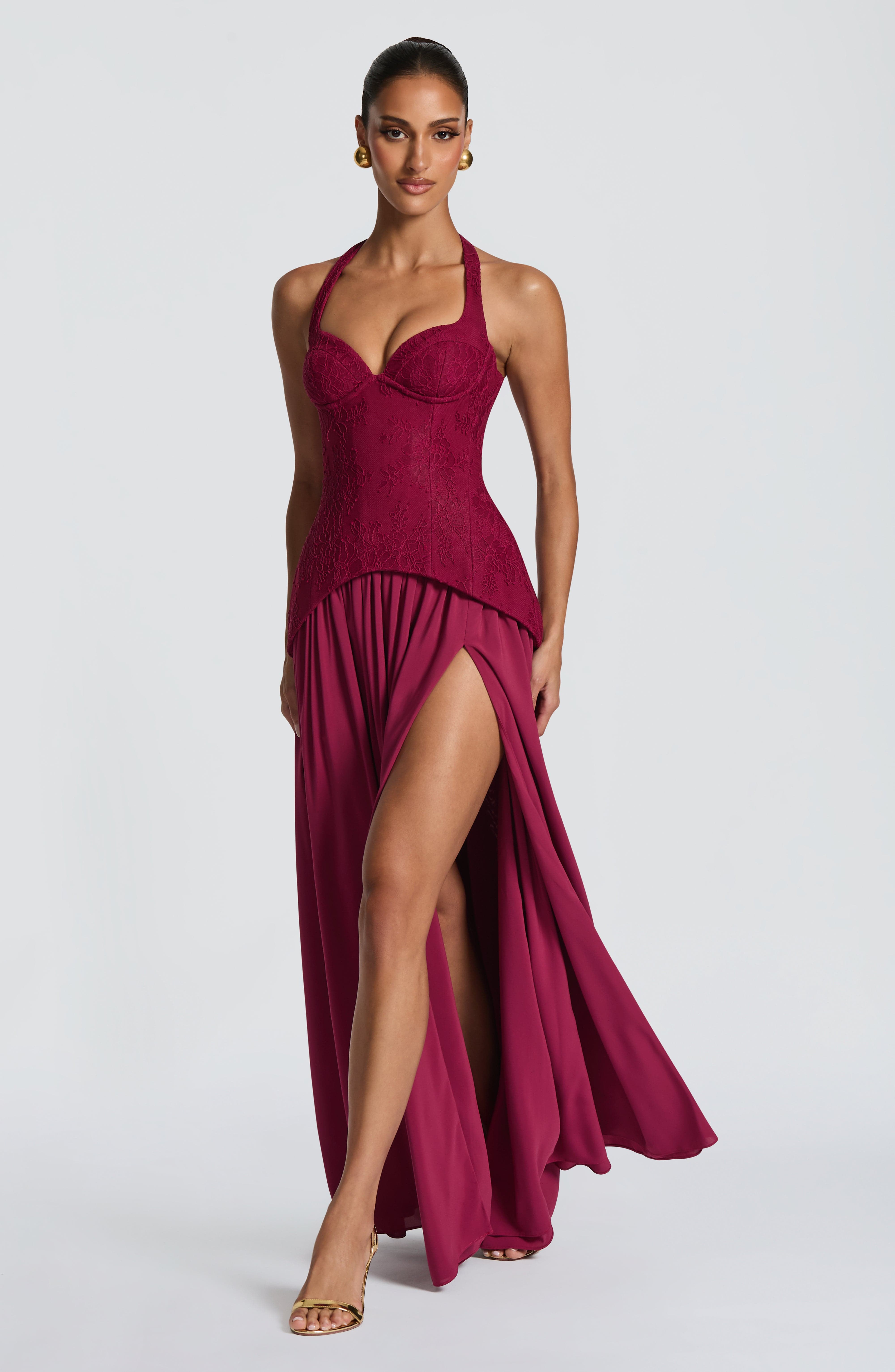 فستان ماكسي كورسيه دانتيل بدون - مراجعة Maxi Dress Halter وسعره