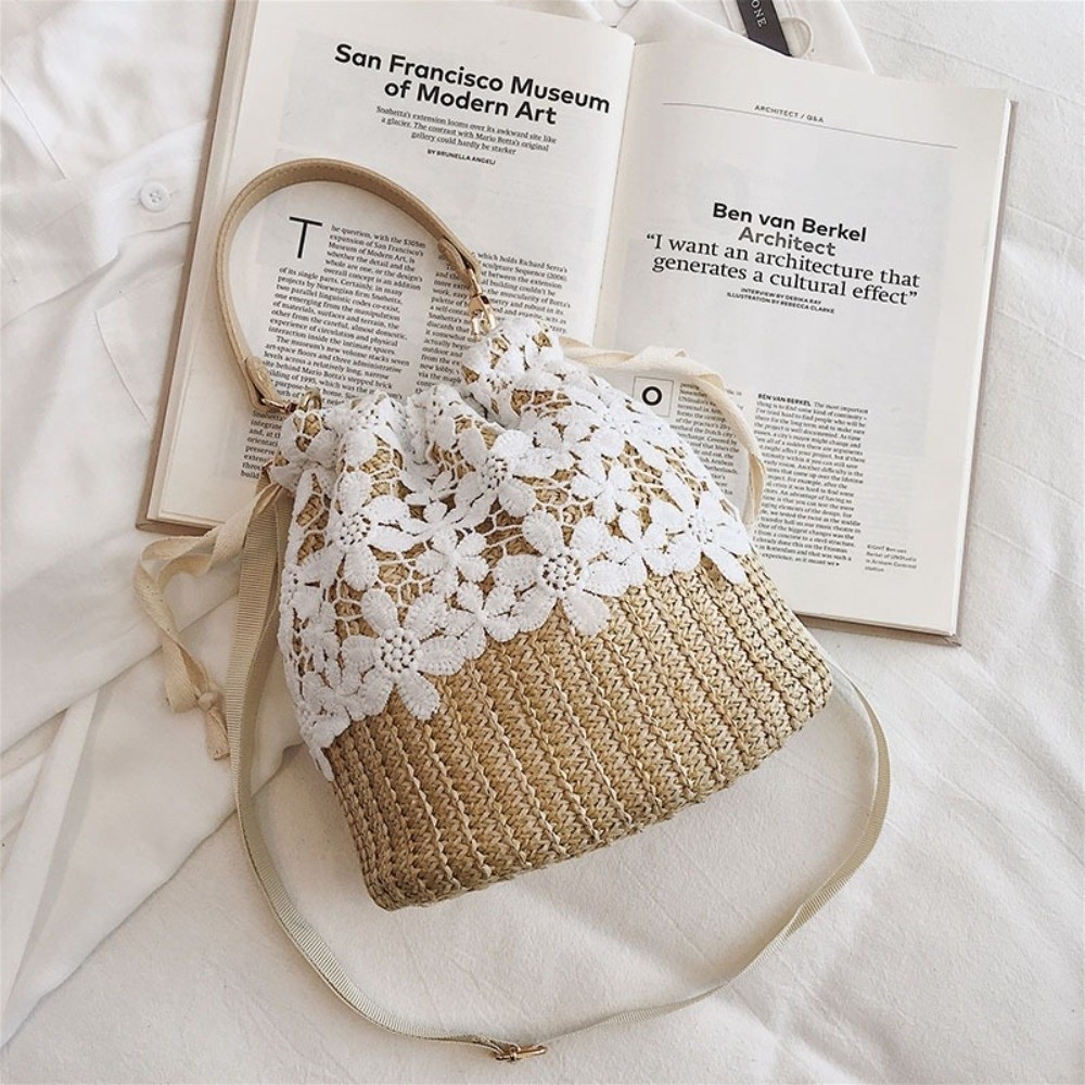 حقيبة كتف من القش بتصميم عتيق  - مراجعة Tote Bag Beach وسعره
