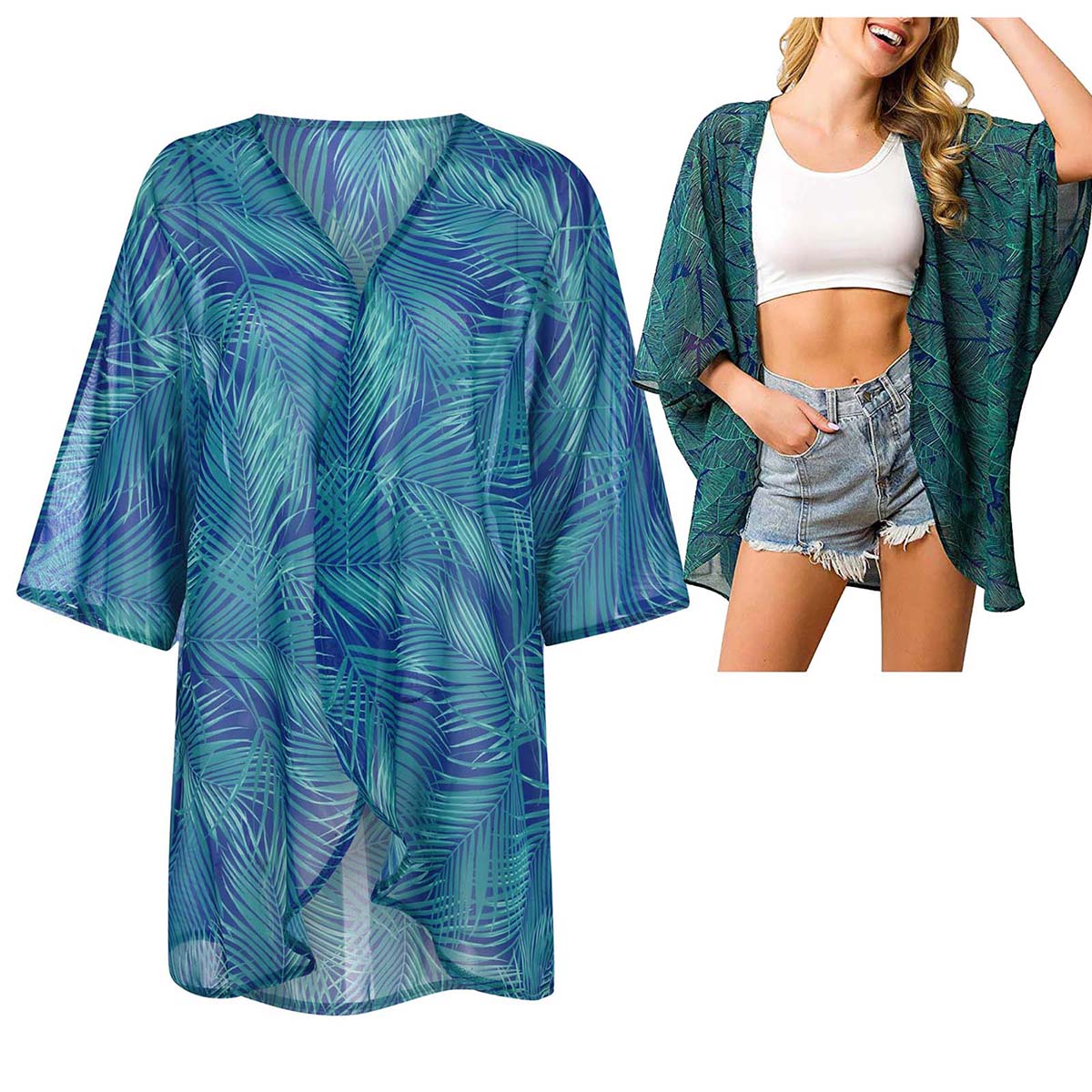 بلوزة نسائية فضفاضة من الشيفون - مراجعة Kimono Sheer Floral وسعره