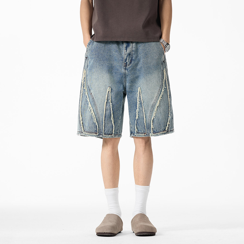 شورت جينز فضفاض للرجال، بحواف  - مراجعة Shorts Denim Frayed وسعره