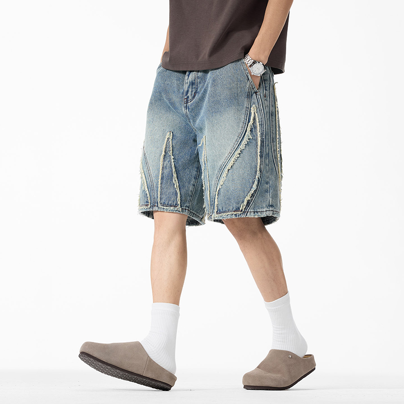 شورت جينز فضفاض للرجال، بحواف  - مراجعة Shorts Denim Frayed وسعره