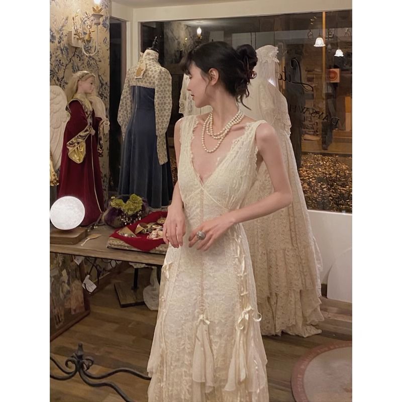 فستان دانتيل قوطي مثير ماكسي ب - مراجعة Maxi Dress Halter وسعره