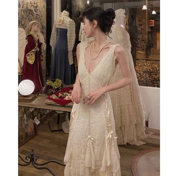 فستان دانتيل قوطي مثير ماكسي ب - مراجعة Maxi Dress Halter وسعره