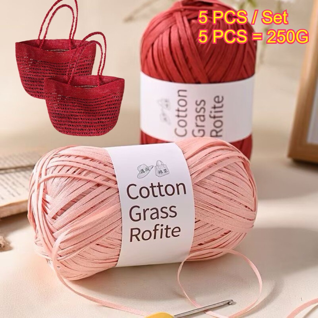 5 قطع من خيوط الورق الرافيا بو - مراجعة Crochet Bag Raffia وسعره