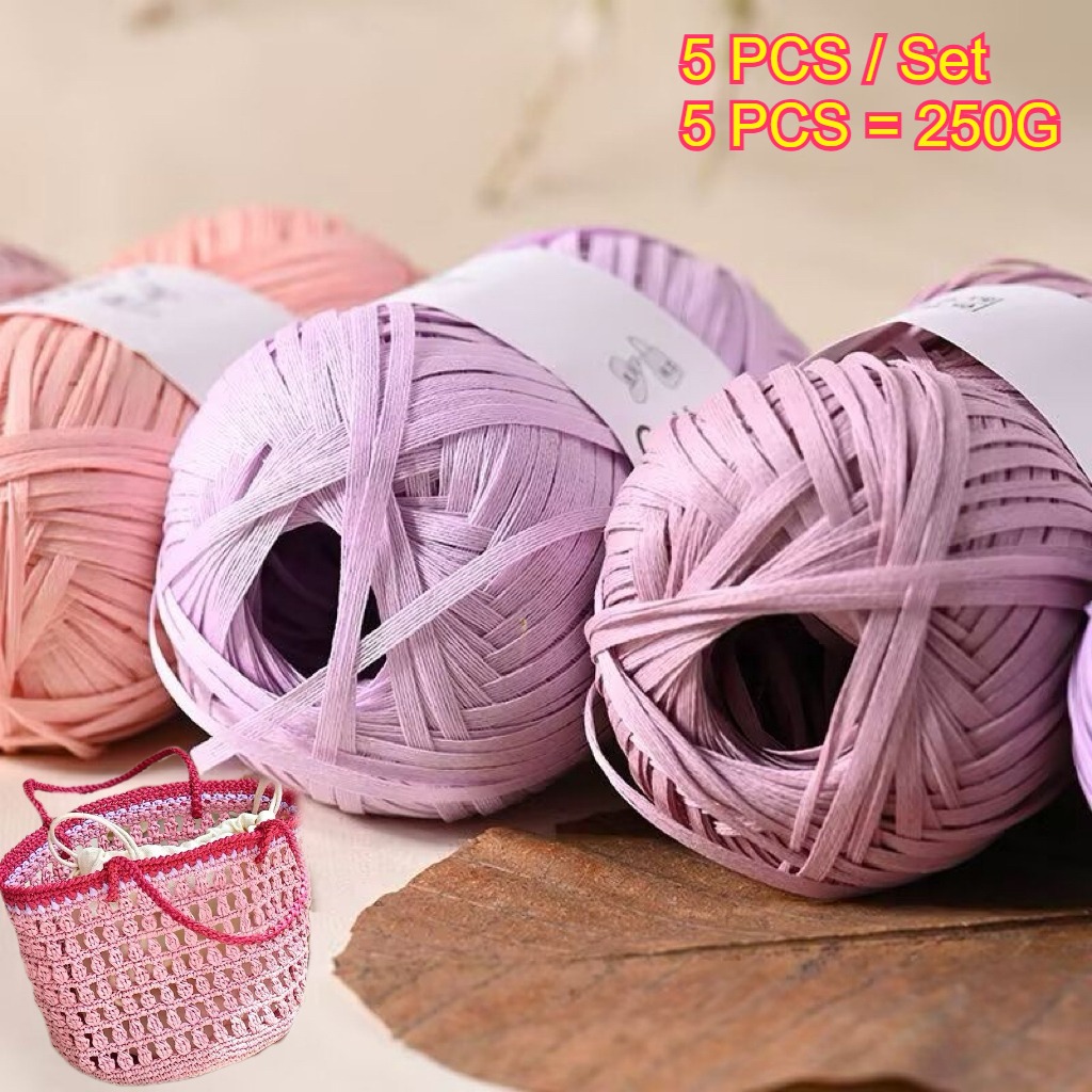 5 قطع من خيوط الورق الرافيا بو - مراجعة Crochet Bag Raffia وسعره