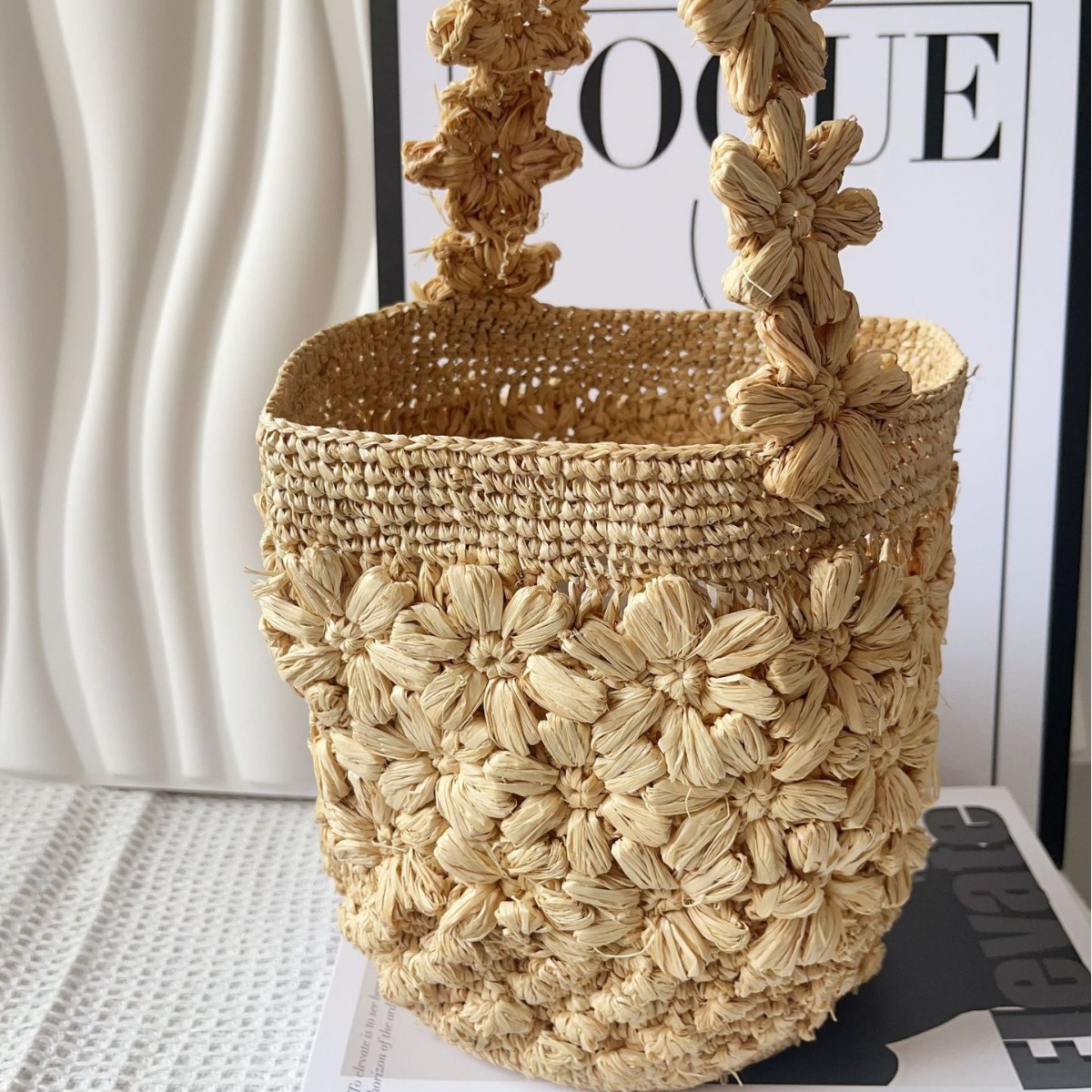 حقيبة يد نسائية صيفية منسوجة م - مراجعة Crochet Bag Raffia وسعره